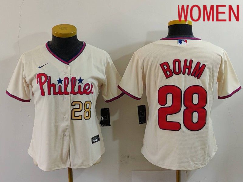 Women Philadelphia Phillies #28 Bohm Cream Game 2024 Nike MLB Jersey style 3->women mlb jersey->Women Jersey